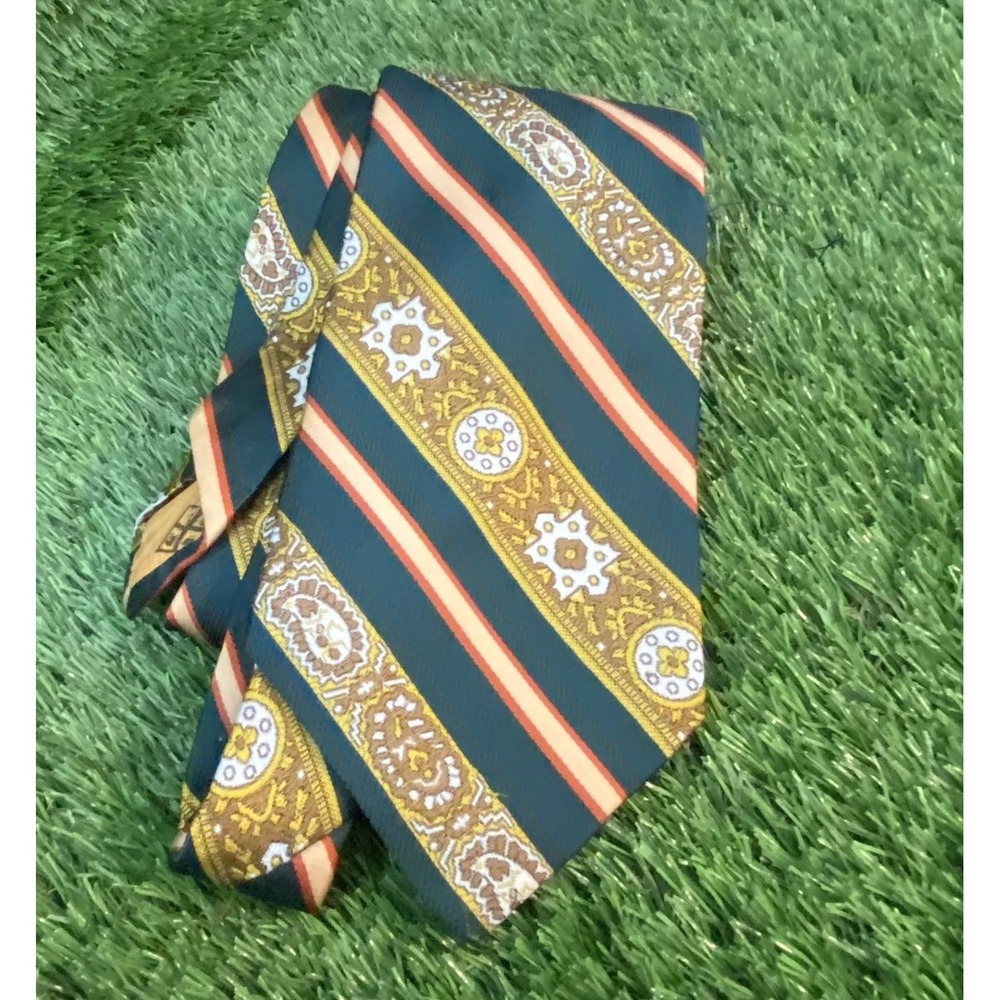 Madison Collection By Danbury Tie Green Stripe Vintage Retro